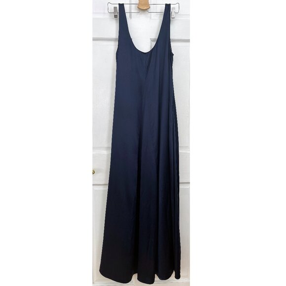 Banana Republic Serenade Dress 100% Silk Maxi Navy Blue Long Tank Flowy Small S - Picture 5 of 14
